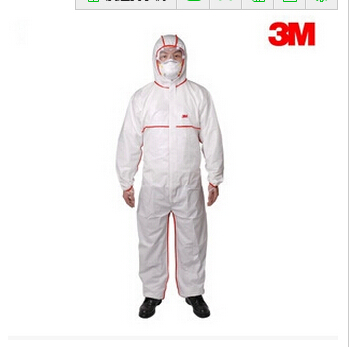3M医用防护服 3M4565白色带帽红色胶条连体防护服